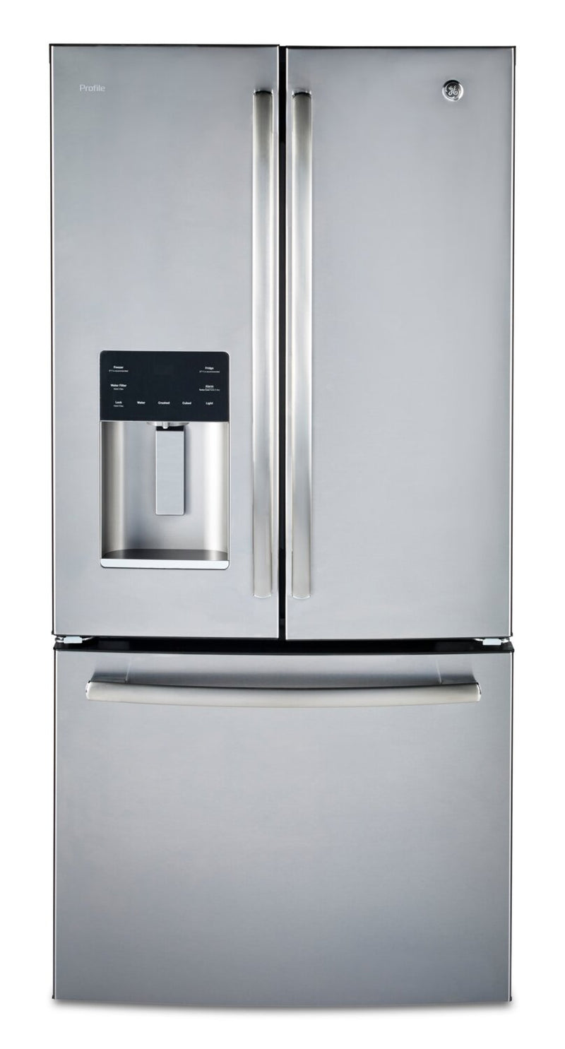 GE Profile 23.6 Cu. Ft. Fingerprint-Resistant French-Door Refrigerator - PFE24HYRKFS | Réfrigérateur GE Profile 23,6 pi³ à portes françaises, résistant aux traces de doigts - PFE24HYRKFS | PFE24HYS