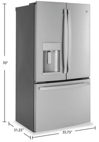 GE 22.1 Cu. Ft. Counter-Depth French-Door Refrigerator - GYE22GYNFS  | Réfrigérateur GE de 22,1 pi³ à portes françaises de profondeur comptoir - GYE22GYNFS  | GYE22GFS