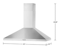 Whirlpool 36" Wall Mount Chimney Range Hood - WVW53UC6LS | Hotte cheminée murale Whirlpool de 36 po - WVW53UC6LS | WVW536LS