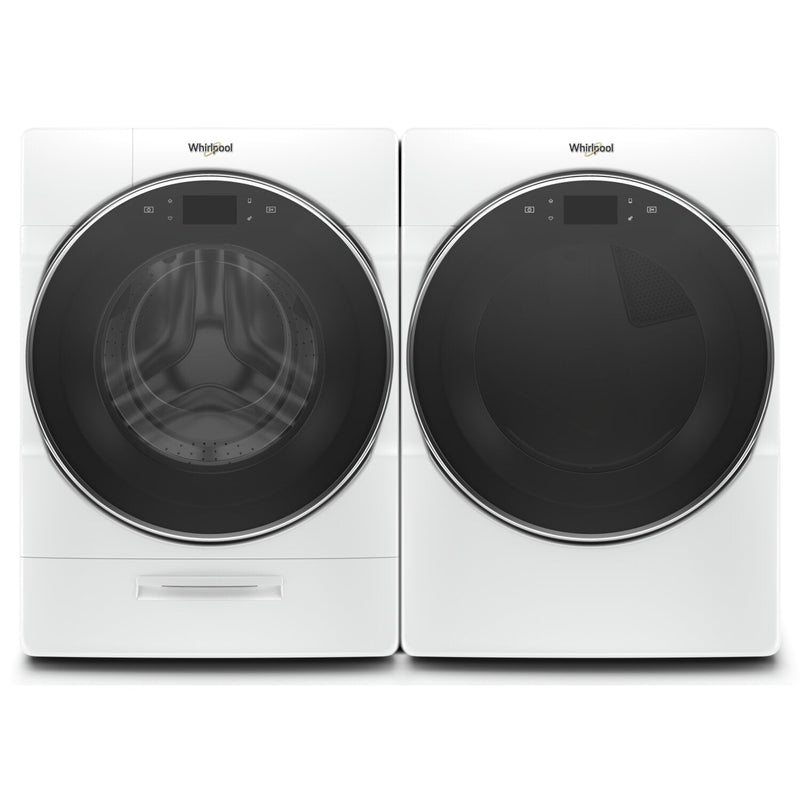 Whirlpool 5.8 Cu. Ft. Smart Front-Load Washer and 7.4 Front-Load Gas Dryer – White - Laundry Set in White