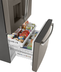 GE 25.5 Cu. Ft. French-Door Refrigerator with Exterior Ice and Water - GFE26JMMES - Refrigerator in Slate