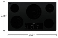 Whirlpool 36" Electric Ceramic Glass Cooktop - WCE97US6KB | Surface de cuisson électrique Whirlpool de 36 po en vitrocéramique - WCE97US6KB | WCE976KB