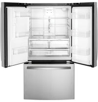 GE 25.6 Cu. Ft. French-Door Refrigerator with External Water Dispenser - GFE26JYMFS | Réfrigérateur GE de 25,6 pi³ à portes françaises avec distributeur d'eau externe – GFE26JYMFS | GFE26JYS