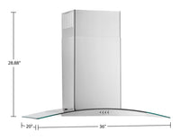 Whirlpool 36" Glass Wall Mount Range Hood - WVW51UC6LS | Hotte de cuisinière murale Whirlpool de 36 po en verre - WVW51UC6LS | WVW516LS