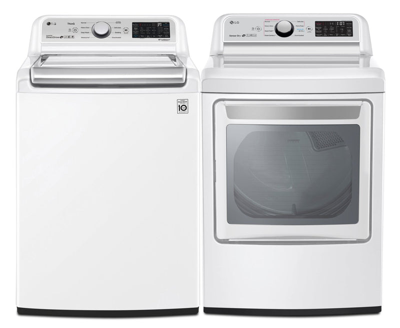 LG Smart 5.6 Cu. Ft. Top-Load Washer and 7.3 Cu.Ft. Electric Dryer | Laveuse intelligente à chargement par le haut de 5,6 pi³ et sécheuse électrique de 7,3 pi³ de LG | LGTL7305
