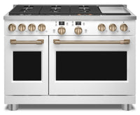Café 48" Commercial-Style Dual Fuel Range with Griddle - C2Y486P4TW2 | Cuisinière hybride Café de 48 po de style commercial avec plaque chauffante - C2Y486P4TW2 | C2Y486TW