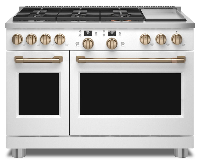 Café 48" Commercial-Style Dual Fuel Range with Griddle - C2Y486P4TW2 | Cuisinière hybride Café de 48 po de style commercial avec plaque chauffante - C2Y486P4TW2 | C2Y486TW