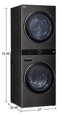 LG WashTower™ with 5.2 Cu. Ft. Washer and 7.2 Cu. Ft. Heat Pump Ventless Dryer - WKHC202HBA | Tour de lavage WashTowerMC de LG avec laveuse de 5,2 pi³ et sécheuse de 7,2 pi³ avec pompe à chaleur sans de conduit de ventilation - WKHC202HBA | WKHC202H