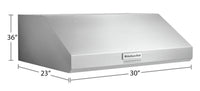 KitchenAid 30" Commercial-Style Under-Cabinet Range Hood - KVUC600KSS | Hotte de cuisinière sous l'armoire KitchenAid de 30 po de style commercial - KVUC600KSS | KVUC6KSS