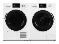 Midea 3.1 Cu. Ft. Front-Load Washer and 4.4 Cu. Ft. Ventless Heat Pump Dryer – White | Laveuse à chargement frontal 3,1 pi³ et sécheuse 4,4 pi³ et sans conduit de ventilation de Midea | MIFL27NW