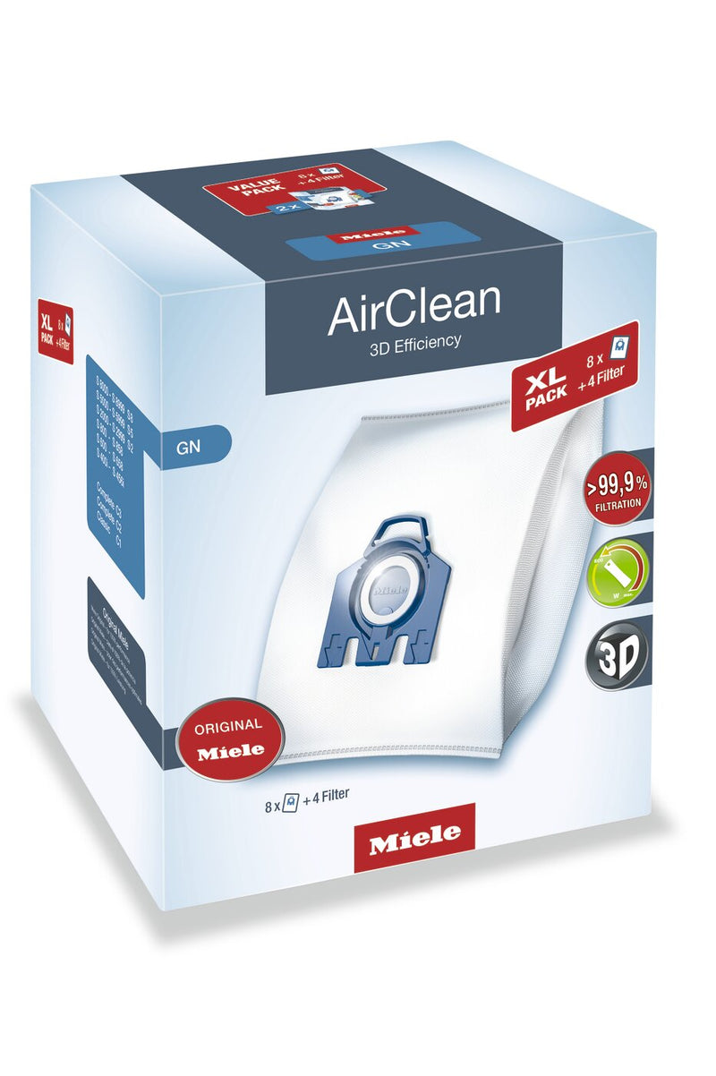 Miele AirClean 3D Efficiency GN 8-Pack Dustbags - 10455150 | Sacs à poussière AirClean 3D Efficiency GN de Miele, ensemble de 8 - 10455150 | 10455150