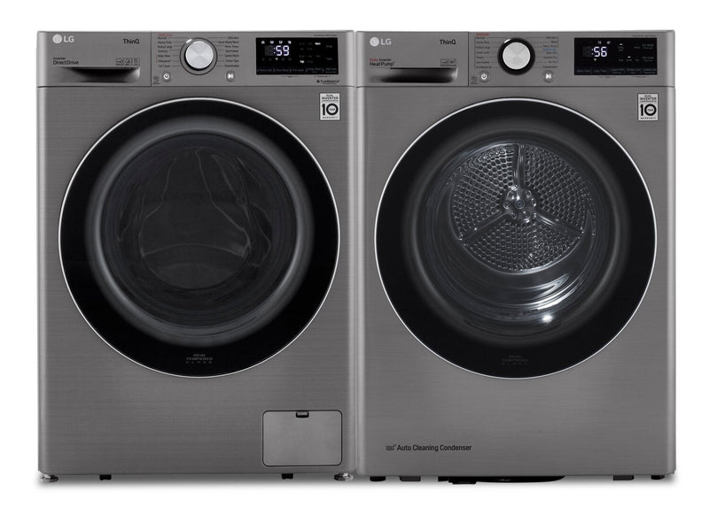 LG 2.6 Cu. Ft. Front-Load Washer and 4.2 Cu. Ft. Heat Pump Dryer | Laveuse à chargement frontal de 2,6 pi³ et sécheuse avec pompe à chaleur de 4,2 pi³ de LG | LGFL145P
