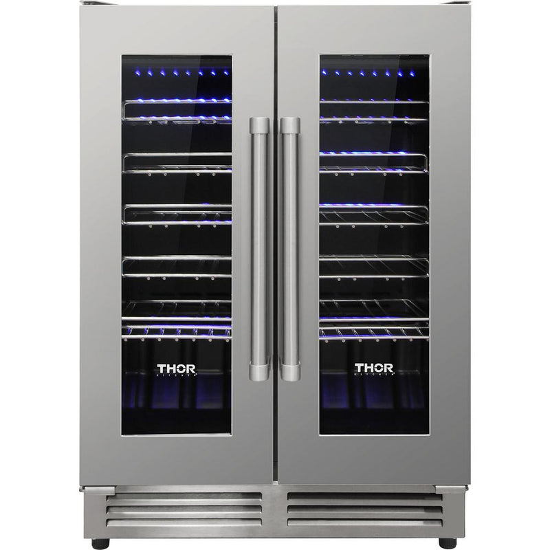 Thor Kitchen Dual Zone French-Door Wine Cooler - TWC2402 - Refrigerator in Stainless Steel 