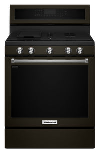 KitchenAid 5.8 Cu. Ft. Five-Burner Gas Convection Range - Black Stainless Steel - Gas Range in Black Stainless Steel