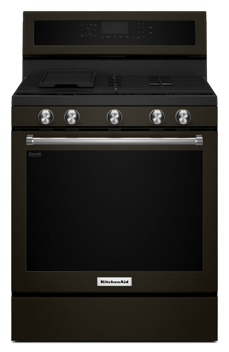 KitchenAid 5.8 Cu. Ft. Five-Burner Gas Convection Range - Black Stainless Steel - Gas Range in Black Stainless Steel