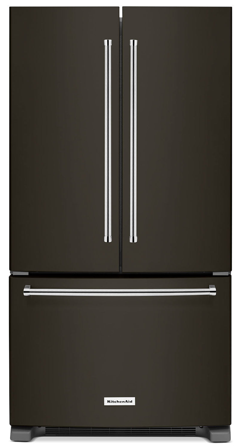 KitchenAid 20 Cu. Ft. French Door Refrigerator with Interior Dispenser - Black Stainless Steel - Refrigerator with High-Efficiency in Black Stainless Steel