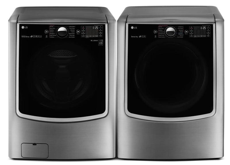 LG 6.0 Cu. Ft. Front-Load Steam Washer and 9.0 Cu. Ft. Electric Dryer – Graphite Steel - Laundry Set in Graphite