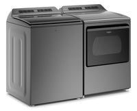 Whirlpool 5.5 Cu. Ft. Smart Top-Load Washer and 7.4 Cu. Ft. Smart Gas Dryer - Chrome Shadow|Laveuse à chargement par le haut de 5,5 pi³ et sécheuse à gaz de 7,4 pi³ Whirlpool - ombre chrome|WHTL61GC