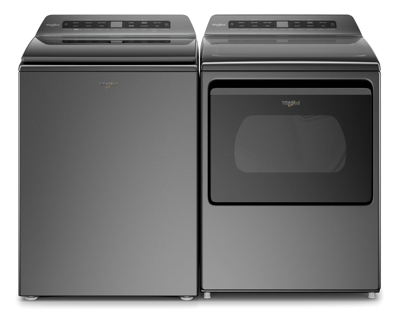 Whirlpool 5.5 Cu. Ft. Smart Top-Load Washer and 7.4 Cu. Ft. Smart Electric Dryer - Chrome Shadow
