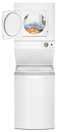 Whirlpool 1.8 Cu.Ft Electric Stacked Laundry with Impeller and Soft-Close Glass Lid Center Controls - Laundry Centre in White