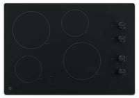 GE 30" Electric Cooktop with Built-In Knob-Control - Black - Electric Cooktop in Black