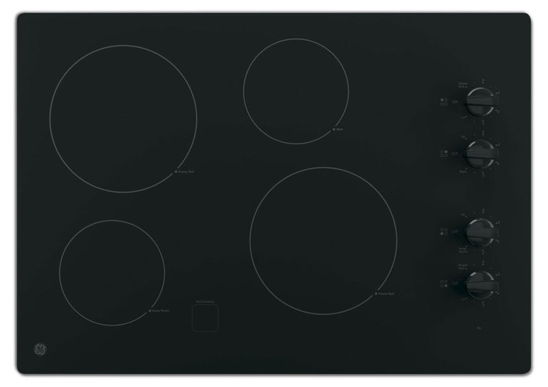 GE 30" Electric Cooktop with Built-In Knob-Control - Black - Electric Cooktop in Black