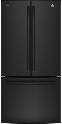 GE Profile 24.5 Cu. Ft. French-Door Refrigerator with Space-saving Icemaker – PNE25NGLKWW - Refrigerator with Exterior Water/Ice Dispenser in Black