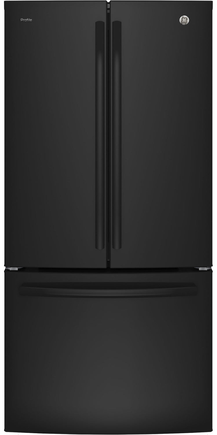 GE Profile 24.5 Cu. Ft. French-Door Refrigerator with Space-saving Icemaker – PNE25NGLKWW - Refrigerator with Exterior Water/Ice Dispenser in Black