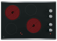 GE 30" Electric Cooktop with Built-In Knob-Control - Stainless Steel - Electric Cooktop in Stainless Steel